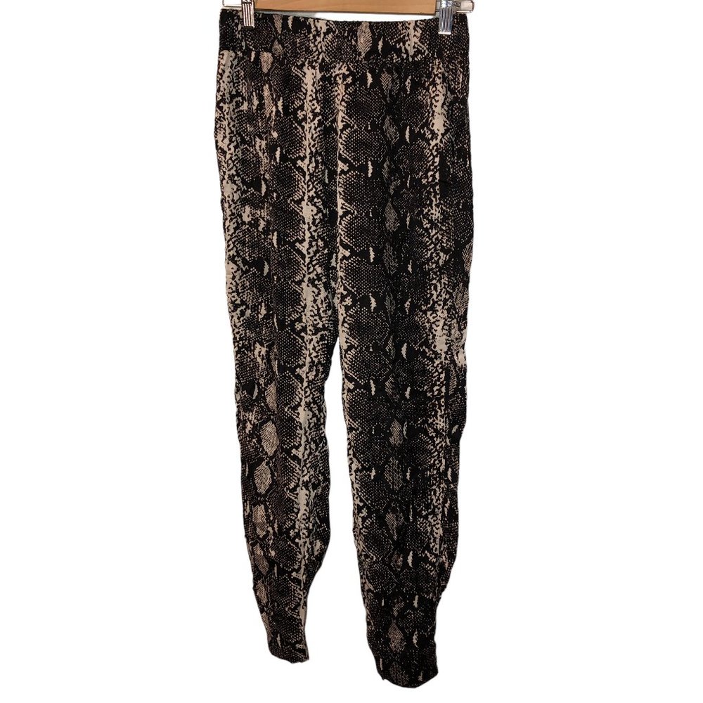 nation silky brown cream snakeskin python print lounge pants XS